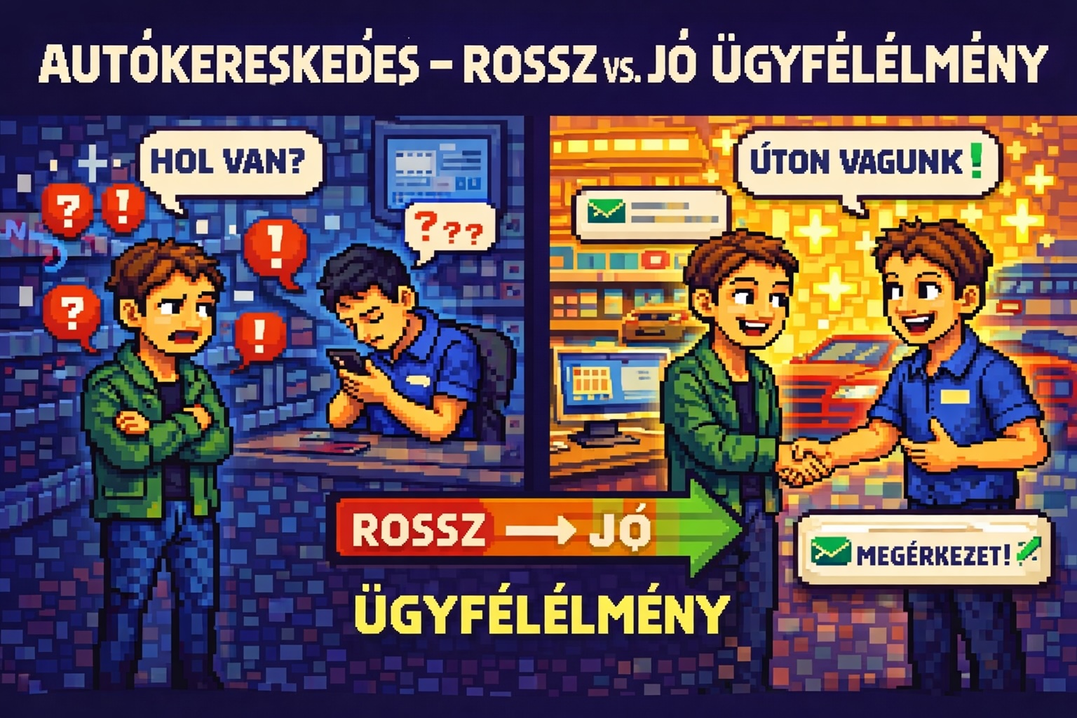 Jó ügyfélélmény és rossz ügyfélélmény.